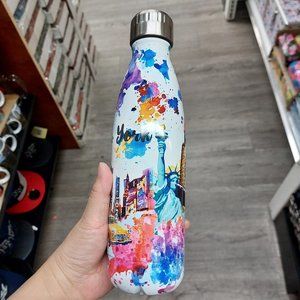 New York Water Bottle Statue Of Liberty Double Deck Bus Empire State Bridge